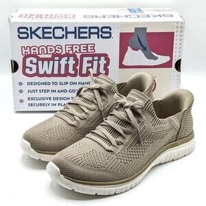 Skechers “Virtue” Women’s Stretch Knit Hands Free Swift Fit Shoe (Taupe) - NEW